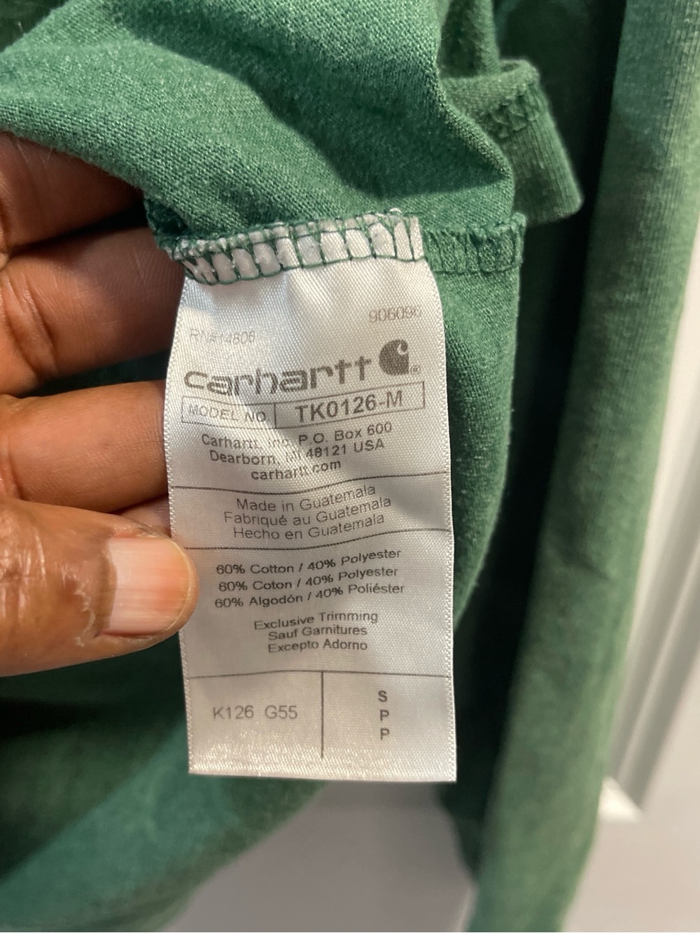 Carhartt Forest Green Long Sleeve Pocket Shirt - Picture 2 of 4